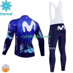 Movistar Cykeltrøje Langærmet + Bib Cykelbukser Vinter Thermal Fleece 2024